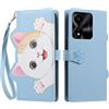 TAUYN Folio Portafoglio Custodia per Honor X5c Plus | PU Pelle Antiurto TPU Custodie, Gatto Carino Modello, con Slot per Schede & Supporto Funzione Cover - Azzurro