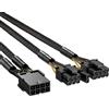 J&D 1-Pack Cavo Divisore GPU Alimentazione 60 Cm, Converti un Pcie 8 Pin in Doppio 8 Pin (6+2), Adattatore Femmina-Maschio con Guaina Termorestringente per PSU