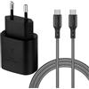 KAIMENGLONG Caricatore Rapido USB C da 25 W Super Fast Alimentatore con Cavo USB-C Nylon da 2 m Compatibile con Samsung Galaxy S25/S24/S23/S22/S21/S20 Ultra/S25+/Z Flip 6/Z Fold 6/Note20/10/9/A72/A55/A54/A15