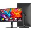 CUNPU Monitor 4K da 24 pollici, regolabile in altezza, con 2 altoparlanti, SRGB 135%, AdobeRGB & DCI-P3 100%, pannello IPS, UHD (3840 x 2160), 1,07 miliardi + colori, Mac-HiDPI, 2 x DP/2 x HDMI, nero