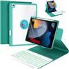 OYEEICE Custodia con tastiera per iPad 9/8/7 generazione 10,2 pollici, tasti antiallargati, tastiera per iPad Air 3 Generation/Pro 10,5 (verde blu, girevole a 360° e rimovibile)