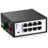 YuLinca Switch industriale mini Gigabit a 8 porte, Ethernet 100/1000 Mbps, guida DIN e supporto a parete inclusi, switch di rete rinforzato YuLinca non gestito IP30 (-40~185 °F)