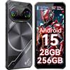 FOSSiBOT F114 - Telefono cellulare per esterni senza contratto, Android 15, robusto smartphone, 28 GB+256 GB/2 TB, display da 120 Hz da 6,67 + batteria da 5000 mAh, fotocamera da 50 MP, IP68/IP69K