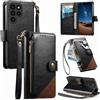 LIAOCY Cover a Libretto per Ulefone Note 22, Custodia Portafoglio con Cerniera in Pelle PU[Stile Business], Cover Anticaduta con Supporto, Black.