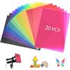 Peevisap 20 Pezzi A4 Filtro Luce Gel Di Correzione Del Colore 10 Colori, Gelatine Fotografiche, Gelatine Colorate per Luci, per Lampada Fotografica Faro Stroboscopico Flash LED