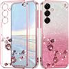 Yarxiawin Brillantini Custodia per Samsung A26 5G, Estetica Fiore per Samsung Galaxy A26 Cover Trasparente Glitter Silicone Morbido Sottile Leggera Case Antiurto (Rosa)