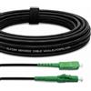 Elfcam® - Cavo Fibra Ottica con Armatura in Acciaio Corrugato LC/APC per SC/APC Simplex Monomodale, OS2 9/125µm, Nero (50M)