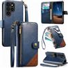 LIAOCY Cover a Libretto per Ulefone Note 22, Custodia Portafoglio con Cerniera in Pelle PU[Stile Business], Cover Anticaduta con Supporto, Blue.