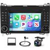 podofo Autoradio CarPlay per Mercedes-Benz Sprinter W906, Viano/Vito W639 (2006-2016), Classe A W169/Classe B W245 (2004-2012), Android 13.0 2GB+64GB | Touch 7" | Controllo al volante