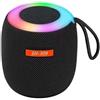 Momfin Altoparlante wireless portatile con radio FM e luci LED, sistema audio esterno impermeabile IPX6, bassi migliorati, sistema audio compatto da viaggio, per feste in casa, spiaggia, escursionismo (nero)