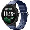 GIOPUEY 22mm Cinturini Compatibile con Suunto Run/Race/Race S/Race2/Vertical/Suunto 5 Peak/9 Peak/Ocean, Vera Pelle Cinturino [Resistente all'Usura] [Traspirante] - Navy Blue