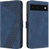 OKZone Cover per Google Pixel 6, Custodia in PU Pelle per Google Pixel 6, Custodia a Libro Protettiva Folio Portafoglio con Chiusura Magnetica e Slot per Carte Wallet Case Flip Cover (Blu)