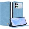 TAUYN Cover Custodia Folio in Pelle per Oppo A7 Pro Max | Design a Flip Magnetico Premium PU Pelle Antiurto Wallet Case, con Supporto & Porta Carta Protezione Completa. Azzurro cielo