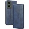 RankOne Custodia A Portafoglio per Motorola Moto g35 5G (6.72 Inches), Custodia Magnetica in Pelle Blu