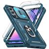 LeYi Cover per Samsung Galaxy A54 5G con 2 x Pellicola Vetro Temperato,Custodia A 54 con Protezione Fotocamera [Slidable] Antiurto Grado Militare 360° Anello Supporto TPU Bumper Custodie Blu