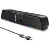 Senzer CS20 Casse Pc, Casses Usb Bluetooth Flowing LED Gaming SoundBar, Casse per Pc Computer Portatile (Not 3.5Aux)