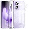 Phoona Cover per OPPO Reno 13 F (4G / 5G) / OPPO Reno 13 FS 5G Custodia con 2 Pezzi Pellicola Vetro Temperato,Ultra Sottile Trasparente Silicone Protettiva Case Sottile Morbida Antiurto Cover