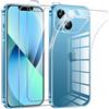Phoona Cover per iPhone 13 Custodia con 2 Pezzi Pellicola Vetro Temperato,Ultra Sottile Trasparente Silicone Protettiva Case per iPhone 13 Sottile Morbida Antiurto Cover