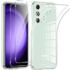 Phoona Cover per Samsung Galaxy S23 FE 5G Custodia con 2 Pezzi Pellicola Protettiva,Trasparente Morbido TPU Caso per Samsung S23 FE 5G,Anti-Goccia, Anti-Scratch,Nessun Ingallimento,Ultra Sottile