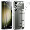 Phoona Cover per Samsung Galaxy S23 5G Custodia con 2 Pezzi Pellicola Protettiva,Trasparente Morbido TPU Caso per Samsung S23 5G,Anti-Goccia, Anti-Scratch,Nessun Ingallimento,Ultra Sottile