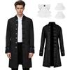 rumnigh Giacca Steampunk da uomo, in stile gotico medievale, costume vintage da corte, per Halloween (Nero, XXL)