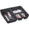 Relaxdays Organizer Cassetti in Feltro, Organizzatore per la Scrivania, HLP: 6,5 x 32 x 25 cm, 4 Scomparti, Grigio Scuro