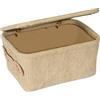 Wenko Cesta da bagno Anela con coperchio in morbido design a corda 100% poliestere con impugnatura in pelle artificiale per riporre strumenti e accessori da bagno, 19 x 10 x 14 cm, beige