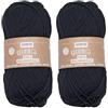 Glorex 5 1004 17 - Cotone 100% cotone, versatile per lavori a maglia, uncinetto e artigianato, ottima qualità, morbido e lavabile, 50 g, ca. 170 m, nero (Confezione da 2)