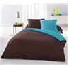 HOME LINGE PASSION Home Passione Parure Copripiumino Matrimoniale 3 pezzi 220 x 240 cm, bicolore Cioccolato/turchese microfibra cioccolato/turchese 240 x 220 x cm