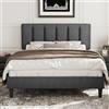 VECELO Letto matrimoniale 140 x 190 cm imbottito in velluto, testiera con imbottitura in spugna, comodo e regolabile in altezza, telaio piattaforma, rete a doghe in legno solido, montaggio semplice