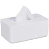 Relaxdays Contenitore per Fazzoletti con Coperchio in bambù, per Salviettine Igieniche, 10x23x13 cm, Plastica, Bianco