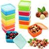 ASelected 20 piccoli contenitori con coperchio, 6,5 x 3,5 cm, piccoli contenitori da 60 ml con coperchio, in plastica, quadrati, impilabili, per condimenti di insalata, marmellata, frutta, snack