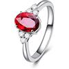 Bellitia Jewelry Anello da donna in Argento Sterling 925 con Rubino Rosso Simulato, Anello con Pietra Natale a Forma Ovale, Gioielli da donna