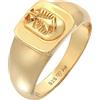 Kuzzoi Anello da uomo con sigillo (10 mm), in argento 925 placcato oro, con, Argento sterling