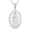 YAFEINI Regali per battesimo in argento 925 Virgen De Guadalupe/mani in preghiera/San Cristoforo ciondolo collana gioielli cristiani regali cresima, Argento sterling, Nessuna pietra preziosa