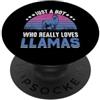 Just A Boy Who Really Loves Llamas Funny Solo un ragazzo che ama davvero i lama PopSockets PopGrip Adesivo