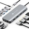 NOVOO Multiporta Docking Station 12 in 1, Hub USB C a doppio HDMI, USB x 4, PD 100W, Ethernet RJ45, lettore di schede SD/TF, docking station per MacBook Air Pro HP Dell XPS