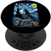 Funny Halloween Sayings & Funny Hallowee Starry Black Cat Night - Divertente gatto spettrale Van Gogh Halloween PopSockets PopGrip Adesivo