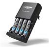 ANSMANN caricatore Powerline 4 Smart per 1-4 AA e AAA batterie ricaricabili tra cui 4x Ansmann NiMH AAA 1100 batterie ricaricabili - Caricabatterie per batterie ricaricabili NiCd e NiMH