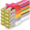1aTTack.de Cavo di rete Ethernet Lan Cat.7 SFTP spina RJ45 Cat6a doppia schermatura 10000 Mbit/s compatibile con Cat5 Cat6 Cat6a Cat8 per switch Router Modem Patchpanel 10 colori - 10 pz 3 metri