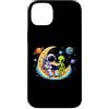 Astronaut Alien & the Outer Space Tees a Custodia per iPhone 14 Plus Astronaut Reading Book to Alien Moon Space Astronomy Galaxy