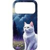 Purple Aesthetic Gifts Custodia per iPhone 17 Pro Max Bianco Gatto Lavanda Campo Moonlight Viola Celeste