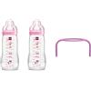 MAM Easy Active, Set di Due Biberon con Tettarella Misura 3, 4+ Mesi, 330 ml, Rosa + Hold My Bottle, Manici per Biberon, Antiscivolo ed ergonomico, 0+ Mesi, Rosa