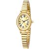 BESTKANG Orologio da donna, piccolo, color oro, quadrante ovale con numeri romani, movimento al quarzo, cinturino in acciaio inox, resistente all'acqua (2 misure)