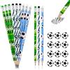 FIMJEP 24 Pezzi Cancelleria Tema Calcio - 12 Matite in Legno 19 cm + 12 Gomme a Forma di Pallone - Regali per Compleanno e Feste per Giovani Tifosi