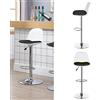 TUITUI Set di 2 Sgabelli Cucina Moderni, Sgabello Polipropilene con Cuscino in Similpelle PU, Sgabello Penisola Cucina con Schienale e Poggiapiedi, Sgabello Bar Alto Regolabile in Altezza (Bianco-nero)