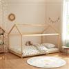[en.casa] Letto per Cameretta a Forma di Casetta per Bambini Adolescenti, Struttura in Legno di Pino, Letto Francese in Stile Montessori, 140 x 200 cm, Naturale