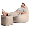 Avalon - Puff Poltrona Sacco Gigante con Poggiapiedi Jive Deluxe Sfoderabile, Pouf di Qualità Sartoriale, Bean Bag per Sedersi Ergonomico, Tessuto Antistrappo Impermeabile, Made in IT (Corda)
