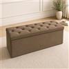 NARCISO - Pouf Contenitore Rettangolare da 76cm, Cassapanca Contenitore da Interno per Camera da Letto e Ingresso in Pregiato Velluto che Risalta alla Vista ed al Tatto (Tortora)