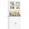 HOCSOK Mobile Cucina, Credenza Cucina Alta con 2 Ante in Vetro, 180x40x80